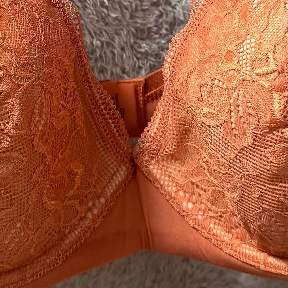 ThirdLove Graphic Lace Plunge Underwire Foam Molded Cups Bra Clay Rust Women 40D